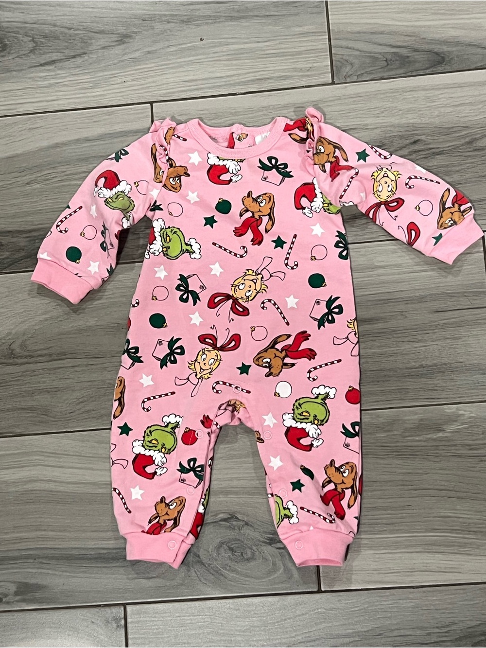 The Grinch Christmas Pink Baby Romper 3-6M